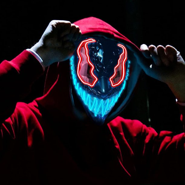 Melliful Halloween Led Mask for Adults Kids, Scary Led Light Up Venom Mask with 3 Lighting Mode EL Wire for Festival Cosplay Costume Parties Carnival for Adults Kids