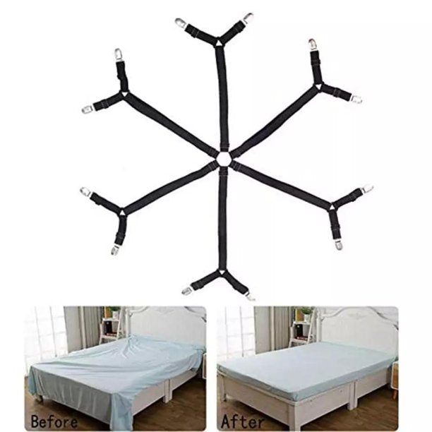 Bed Sheet Straps,Vinmall Elastic Bed Corner Holder Belt Fastener 6-Directional Fasten Bands Blankets Holder Home Textiles Organize Gadget
