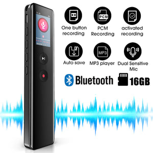Voice Recorder, 16GB Digital Voice Dictaphone, MP3 Audio Recorder with Playback, Intelligent Noise Reduction, for Lectures Meetings Class