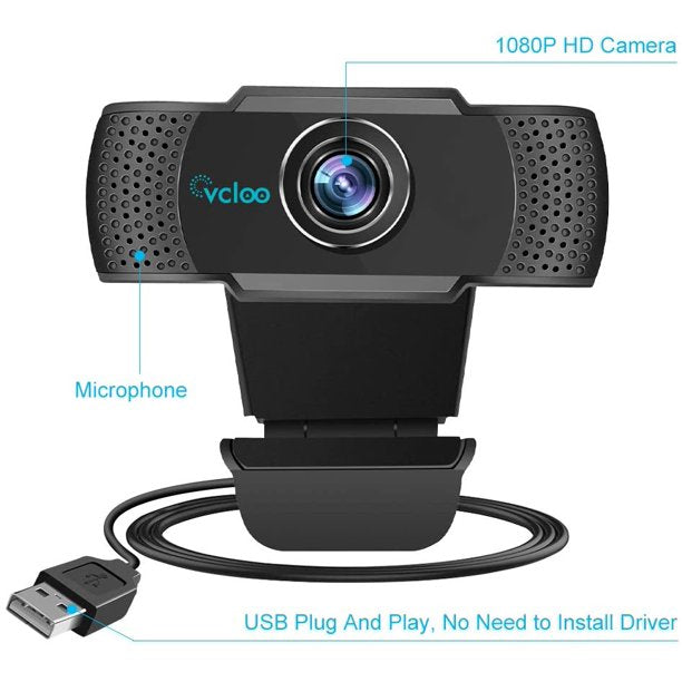 1080P HD Webcam with Microphone, Webcam for Gaming Conferencing, Laptop or Desktop Webcam, USB Computer Camera for Mac Xbox YouTube Skype OBS, Fast Autofocus