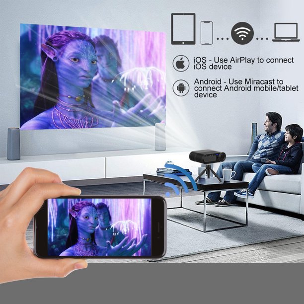 1080p Full HD Projector, Doosl Mini Video Projector with 120" Projector Screen Bluetooth WiFi Projector with Android System