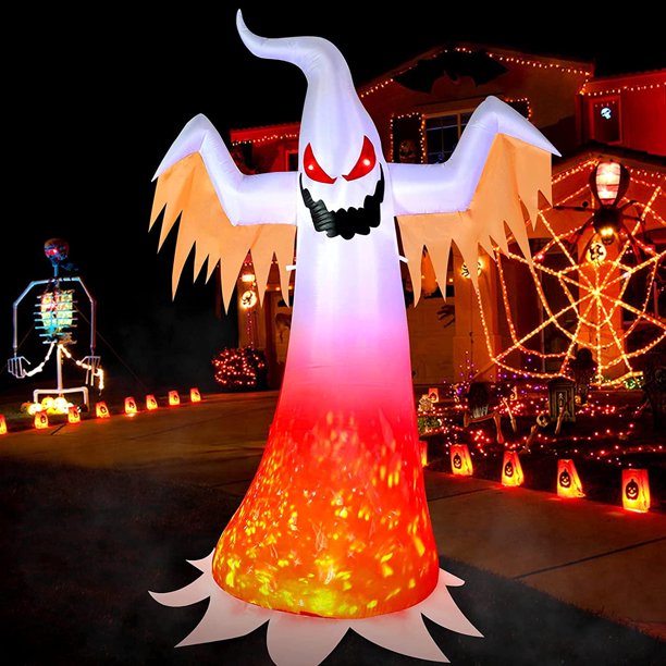 Halloween Inflatables 8 Ft Red Eye Ghost with Color Changing LEDs Decoration, Outdoor Halloween Inflatables Party Decor for Yard Lawn Patio Garden Party