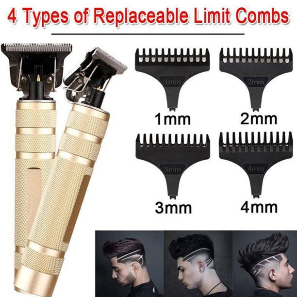 Electric Hair Clippers for Men, Cordless Rechargeable Pro Li Hair Trimmer with T-Blade Close Cutting Trimmer for Men, 0mm Zero Gap Bald Head Clippers(Gold)