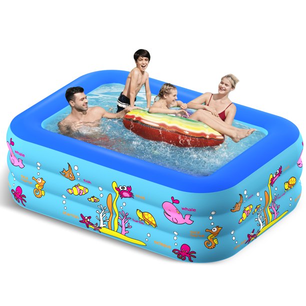 Inflatable Swimming Pool for Kids Family 3 Layers 83" x 57" x 25"