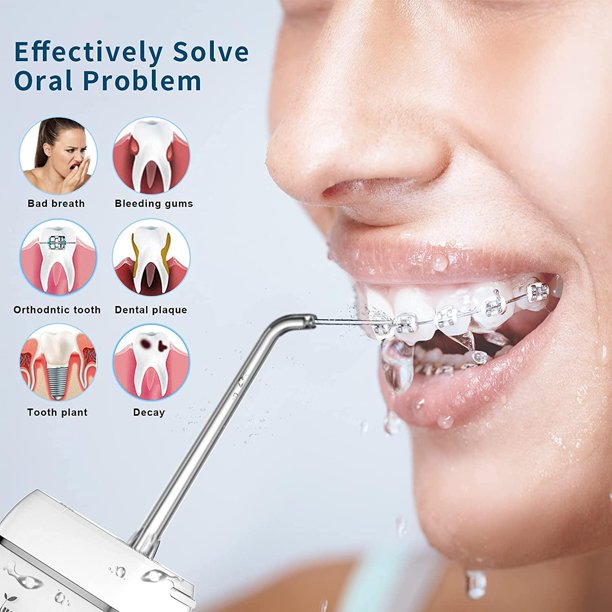 Portable Water Flosser Oral Irrigator Water Teeth Cleaner Pick, 200ml Telescopic Water Tank, 3 Modes & IPX7 Waterproof Rechargeable Teeth Cleaner, Home and Travel Water Flossers for Teeth