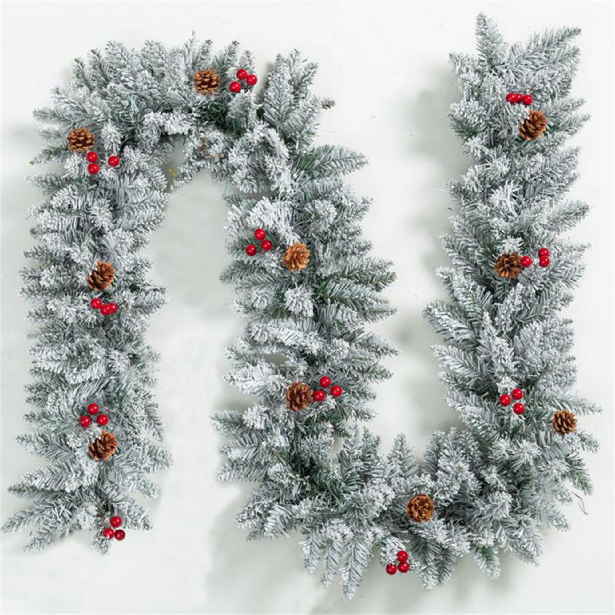 Melliful 8.86 FT Pre-Lit Christmas Garland with Lights for Outdoor Indoor Xmas Decoration Home Fireplace Front Decor