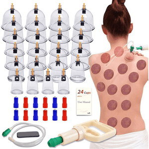 Cupping Set, 24 Cups Professional Chinese Acupoint Cupping Therapy Sets, Hijama Cupping Set with Pump Vacuum Suction Cups for Body Cellulite Cupping Massage Back Pain Relief