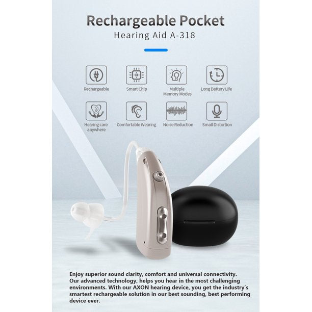 Rechargeable Hearing Aids for Seniors, Vinmall Hearing Amplifiers with Noise Cancelling and Portable Charging Box