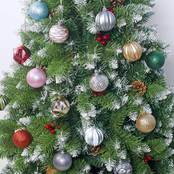 12Pcs 6cm/2.36” Christmas Tree Baubles Shatterproof Plastic Xmas Tree Decorations Christmas Balls Ornament Hanging Pendants Holiday Party Festival Decor (Gold)