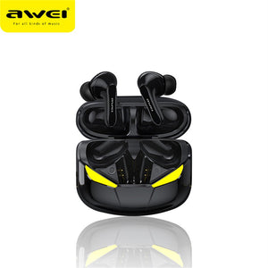 AWEI T35 True Wireless Earbuds with Wireless Charging Case, Bluetooth 5.0, ENC 8.0 Noise Cancellation, Ultra-Low Latency Hi-Fi Stereo Earbuds for Gaming & Music, Compatible with IOS Android, Black