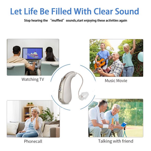 2PCS Hearing Aids for Ears, Hearing Aids for Seniors Rechargeable Hearing Amplifier with Noise Cancelling for Adults Hearing Loss, Digital Ear Hearing Assist Devices with Volume Control(Fleshcolor)