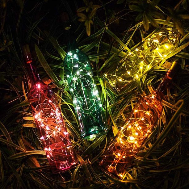eTopeak Wine Bottle Lights with Cork, Christmas Lights 20 LED 9 Pack Fairy Lights Waterproof Battery Operated Cork String Lights for Jar Party Wedding Christmas Festival Bar Decoration, Warm White