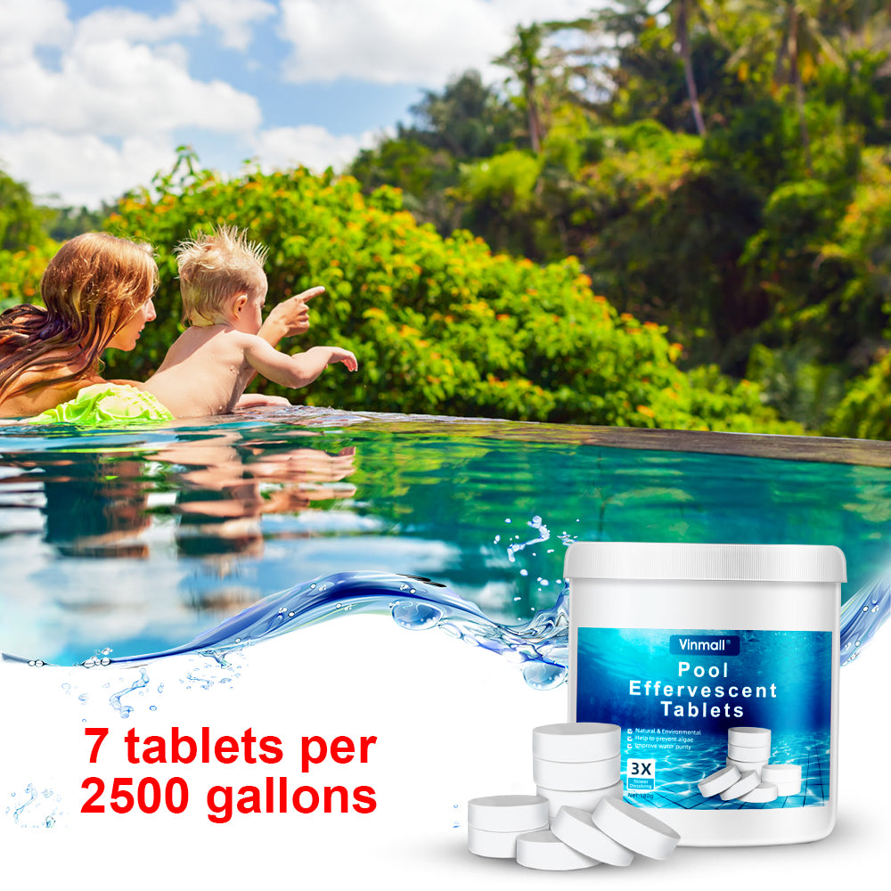 Melliful 180Pcs Tablets Swimming Pool Cleaner Chlorine Tablets Multifunction Small Swimming Pool Tub Spa Cleaning Purifier Accessories