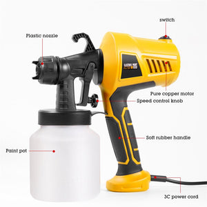 Paint Sprayer, Vinmall 500W Electric HVLP Spray Gun, Airless Paint Gun with 800ml Container for Home and Outdoors, Painting Projects