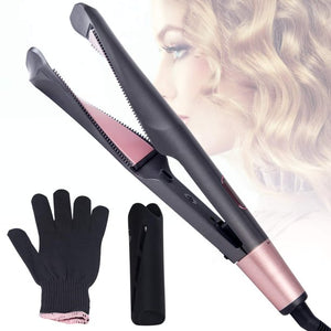 Xpreen Hair Straightener and Curler, 2 in 1 Straightener and Curling Iron, Tourmaline Ceramic Twisted Flat Iron with LCD Display and Rotating Adjustable Temperature for Hair Styling