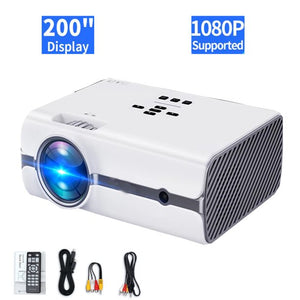 Mini Projector, Doosl Portable Projector for iPhone, 1080p Supported Movie Projector, 7500lm Small Home Video LED Pico Pocket Phone Projector for Bedroom Laptop HD USB AV Interfaces