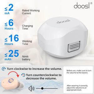 Doosl Aid Digital Sound Amplifiers for Ears, Noise Reduction, Rechargeable Personal Sound Amplifiers with Portable Charging Case, in-ear Amplifier Devices to Assist Hearing of Seniors and Adults
