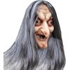 Melliful Halloween Witch Mask Scary Full Head Latex Mask Horrific Old Woman Mask with Hair Cosplay Props Monster Masks, Beige