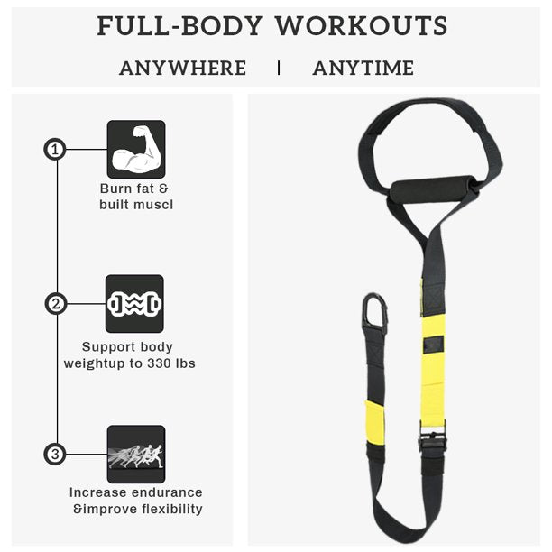Bodyweight Resistance Straps Training Kit,Suspension Fitness Strap Trainer,Fitness Resistance Trainer,Resistance Band for Full Body Strength,ALL-IN-ONE Suspension Fitness Training Home Gym