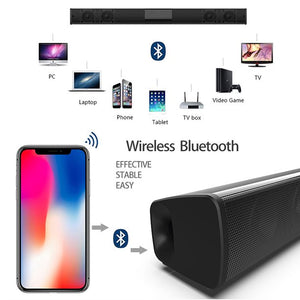 Doosl Sound Bar, 22 Inch Bluetooth TV Speaker with Remote & 4 Built-in Subwoofers, TF Play, FM Radio, Rechargeable, 20W Wireless Soundbar for TV Home Theater & Audio, Black