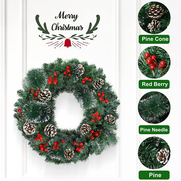 Vinmall 8.86 FT Pre-Lit Christmas Garland with Lights for Outdoor Indoor Decor