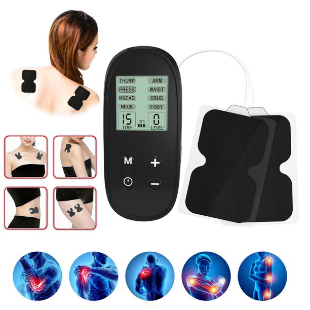 TENS Unit Rechargeable Muscle Stimulator EMS Dual Channel with 2 Large Reusable Electrode Pads 6 Modes for Back Neck Pain Muscle Therapy Pain Management Pulse Massager