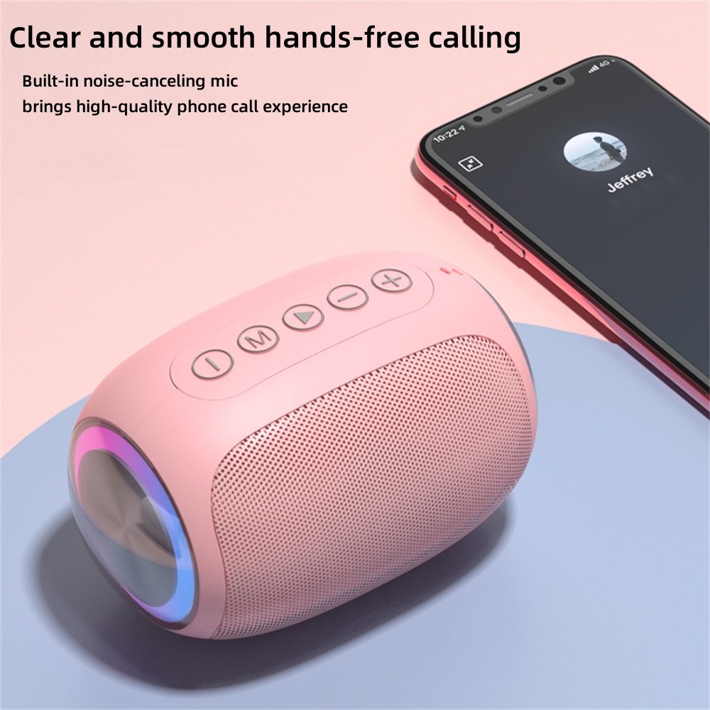 Doosl Bluetooth Speaker, Portable Mini Waterproof Wireless Speaker with Colorful LED Light Show, Pink