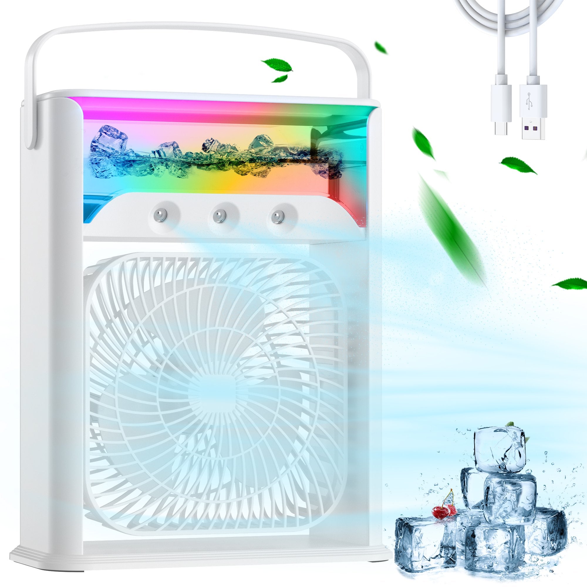 Mini Air Conditioner Fan,Portable Small Air Conditioner,Air Humidifier,Evaporative Air Cooler with 3 Wind Speeds,Misting Personal Portable Air Cooler,Small Desktop Cooling Fan for Home Office Outdoor