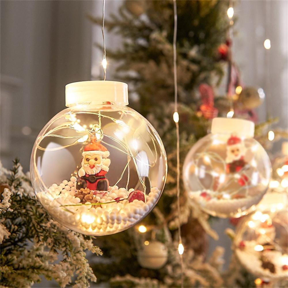 LED Globe Christmas String Lights, 9.9 ft Curtain Fairy Lights with Santa Claus, 8 Light Modes, Warm White