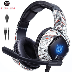 ONIKUMA K19 Gaming Headset, Stereo Bass Surround Headset LED RGB 3.5mm Headphone For PS4 Xbox One Nintendo Switch PC PS3 Mac, Noise Cancelling Mic LED Light, Designed Technically for Gamer