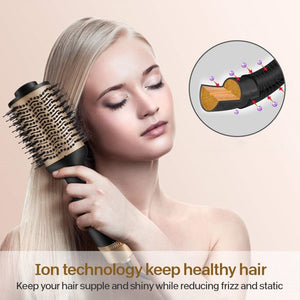 Vinsic Hot Air Brush, One Step Hair Dryer Brush for Fast Drying Straightening Curling Salon, Golden and Black