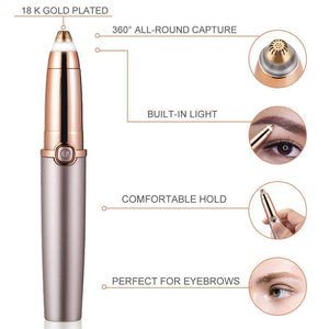 Ifanze Eyebrow Hair Remover, Electric Facial Hair Trimmer Painless Eyebrow Hair Razor for Women with LED Light