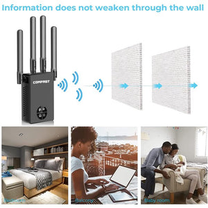 Doosl WiFi Range Extenders Signal Booster 1200Mbps for Home or Office, WiFi Booster Repeater 2.4 and 5.8GHz Dual Band WPS Wireless Signal Strong Penetrability, Wide Range of Signals(3500 sq.ft)