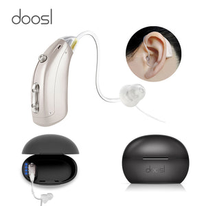 Doosl Rechargeable Hearing Aids, Mini Digital Hearing Aids Low-Noise, with Portable Charging Case for Seniors & Adults, Pair