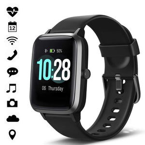 Smart Watch, Fitness Tracker Watches for Men Women, Fitness Watch HR Monitor IP68 Waterproof Digital Watch with Step Calories Sleep Tracker, Smartwatch Compatible iPhone Android Phones, ID205L (Black)