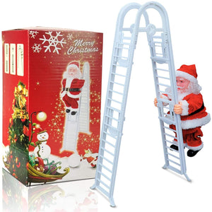 Santa Claus Climbing Ladder, Singing Jingle Bells Electric Toy Christmas Decoration Kids Gift Doll