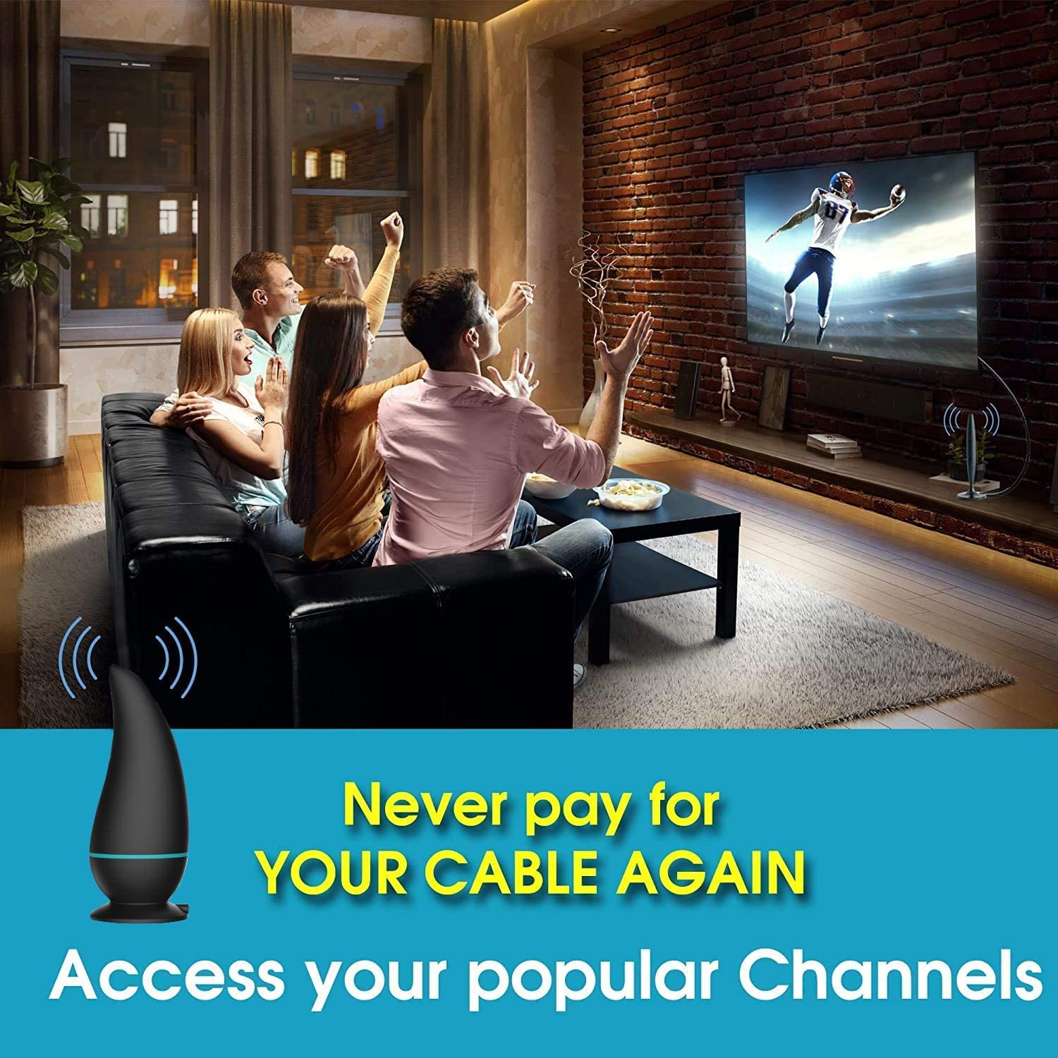 Digital Antenna for TV, HDTV Indoor Smart Antenna with Amplifier Signal Booster with 100-150 Miles Reception Support 4K/1080P All Local Channels