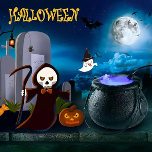 2021 Upgrade Halloween Black Cauldron Mist Maker Fogger, Smoke Fog Machine With 12 Led Color Changing For Halloween Theme Party Or Prom Prop, Halloween Fog Machine, J1