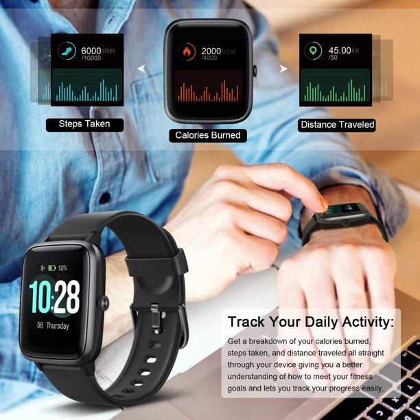 Smart Watch, Doosl Fitness Tracker with Heart Rate Monitor, Activity Tracker with 1.3in Touch Screen, IP68 Waterproof Step Counter Pedometer Smartwatch with Sleep Monitor, Compatible with iOS, Android