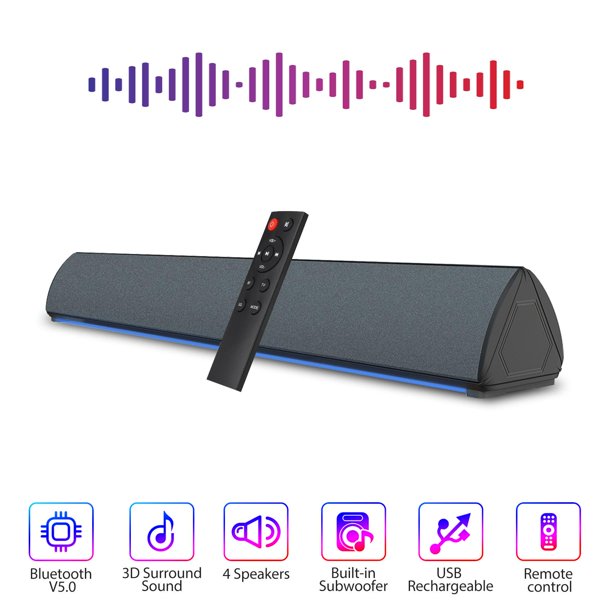 Doosl Sound Bar for TV, Bluetooth Wireless Soundbars Speaker for Audio Stereo Home Theater with Surround Sound, Optical/Aux/Coaxial/USB, Compatible with 4K & HD & Smart TV