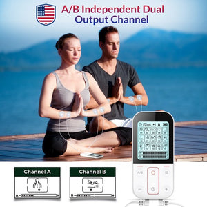 Rechargeable TENS Unit Muscle Stimulator, Vinmall Dual Channel Electric Pain Relieving Pulse Devices with 15 EMS Massage Modes