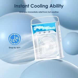 Personal Air Cooler, Portable Evaporative Conditioner with 3 Wind Speeds Small Desktop Cooling Fan, Mini Air Conditioner Fan for Home, Bedroom Room, Office, Dorm, Car, Camping Tent