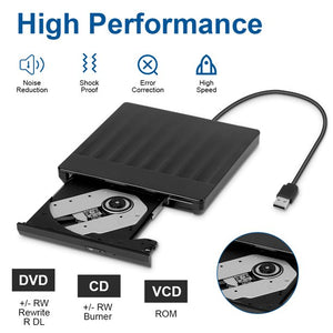 USB 3.0 External DVD Drive, Doosl Slim Portable Burner Drive High Speed Data Transfer for Laptop, Notebook, Desktoop