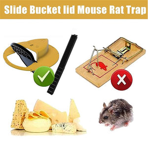 Bucket Lid Mouse Traps, Slide Bucket Lid Mouse Rat Trap, Automatic Reset Design Can Capture Multiple Times, Compatible with 5 Gallon Bucket for Indoor, Outdoor, Yards, Farms