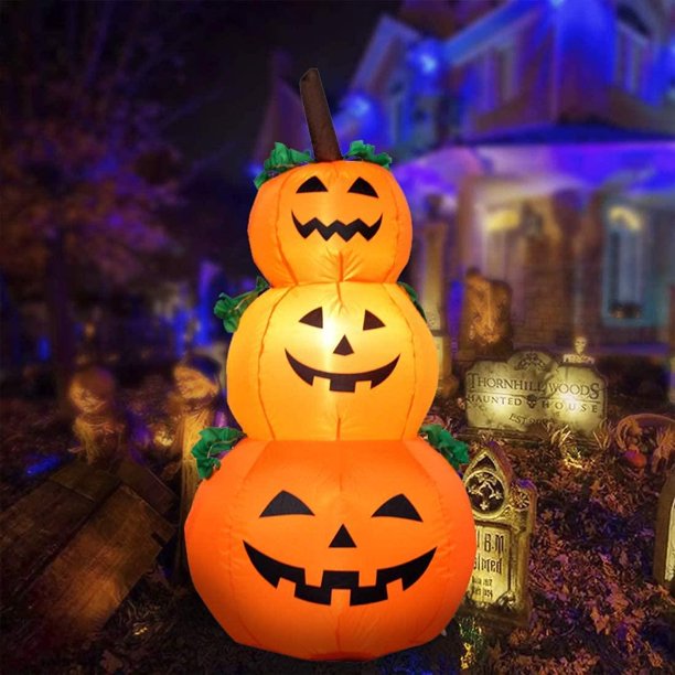 1.4m Halloween Inflatable Pumpkin, Vinmall LED Pumpkin Light Halloween Blow Up Yard Decorations for Front Yard, Porch, Lawn or Halloween Party Indoor