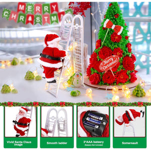JoRocks Santa Claus Climbing Ladder Singing Jingle Bells Electric Toy Christmas Gift for Kids