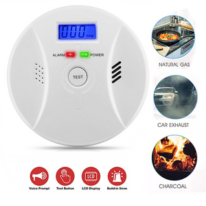 Carbon Monoxide and Smoke Alarm, Sensitive Home CO2 Sensor Detector Wireless CO Carbon Monoxide Poisoning Smoke Gas Sensor Warning Alarm Detector LCD Indicator