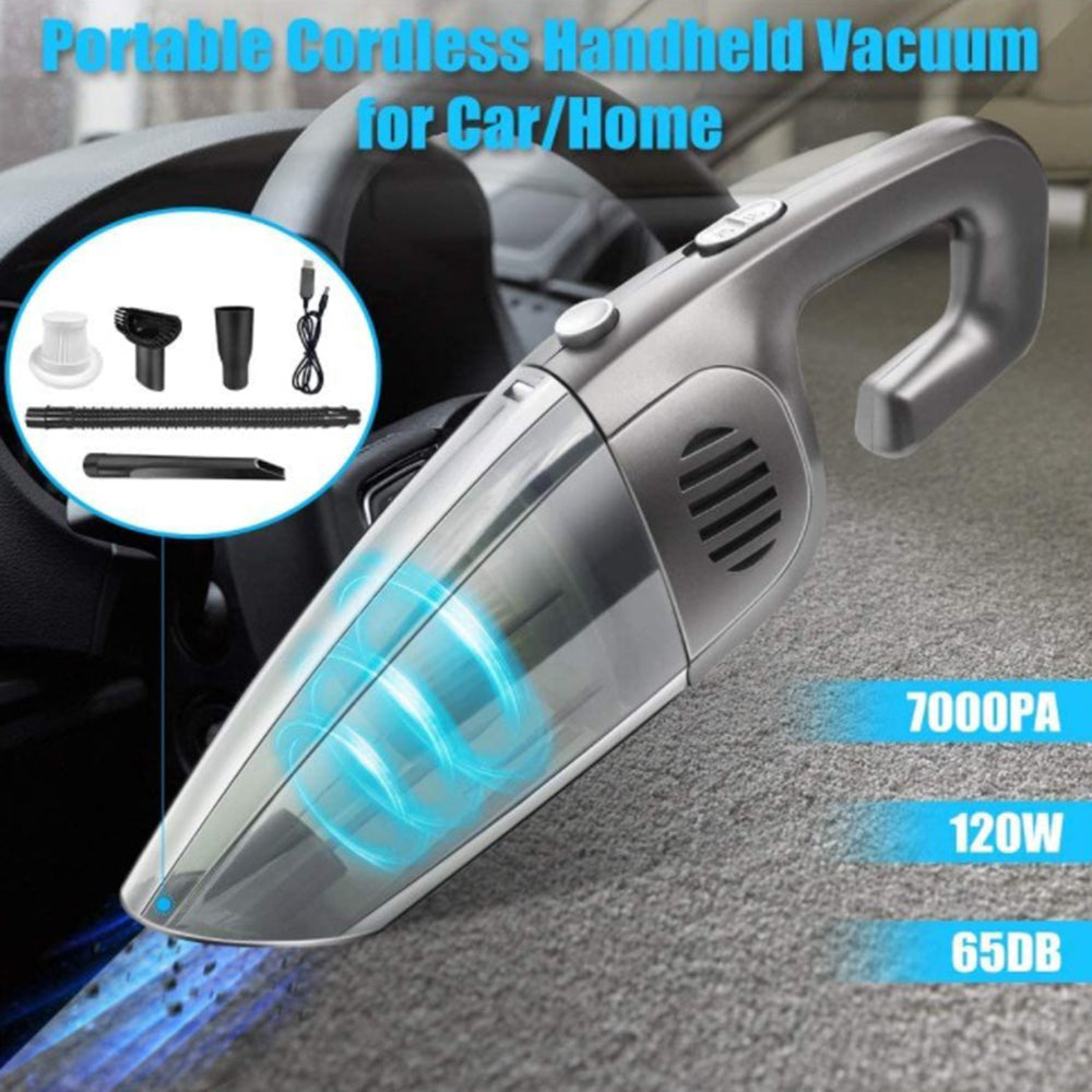 Portable car vacuum cleaner with HEPA filter, for deep cleaning