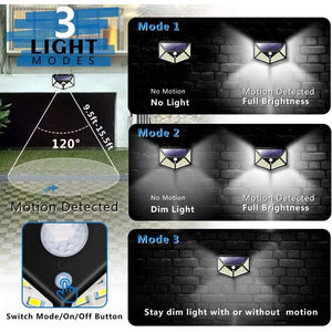 Outdoor Solar Lights, 3 Modes Wireless IP65 Waterproof Heatproof Solar Motion Sensor Lights Security Lights for Porch Garden, Patio, Fence, 2 Packs