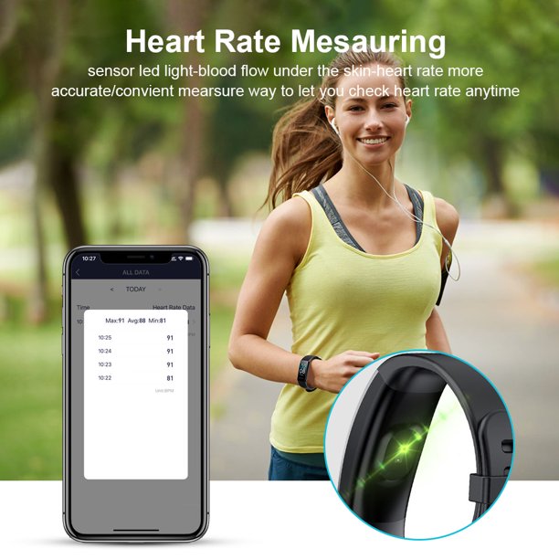 Fitness Tracker Watches, Emossie Health & Activity Tracker, Heart Rate, Sleep Monitoring, IP68 Waterproof Digital Watch for Men Women, Black